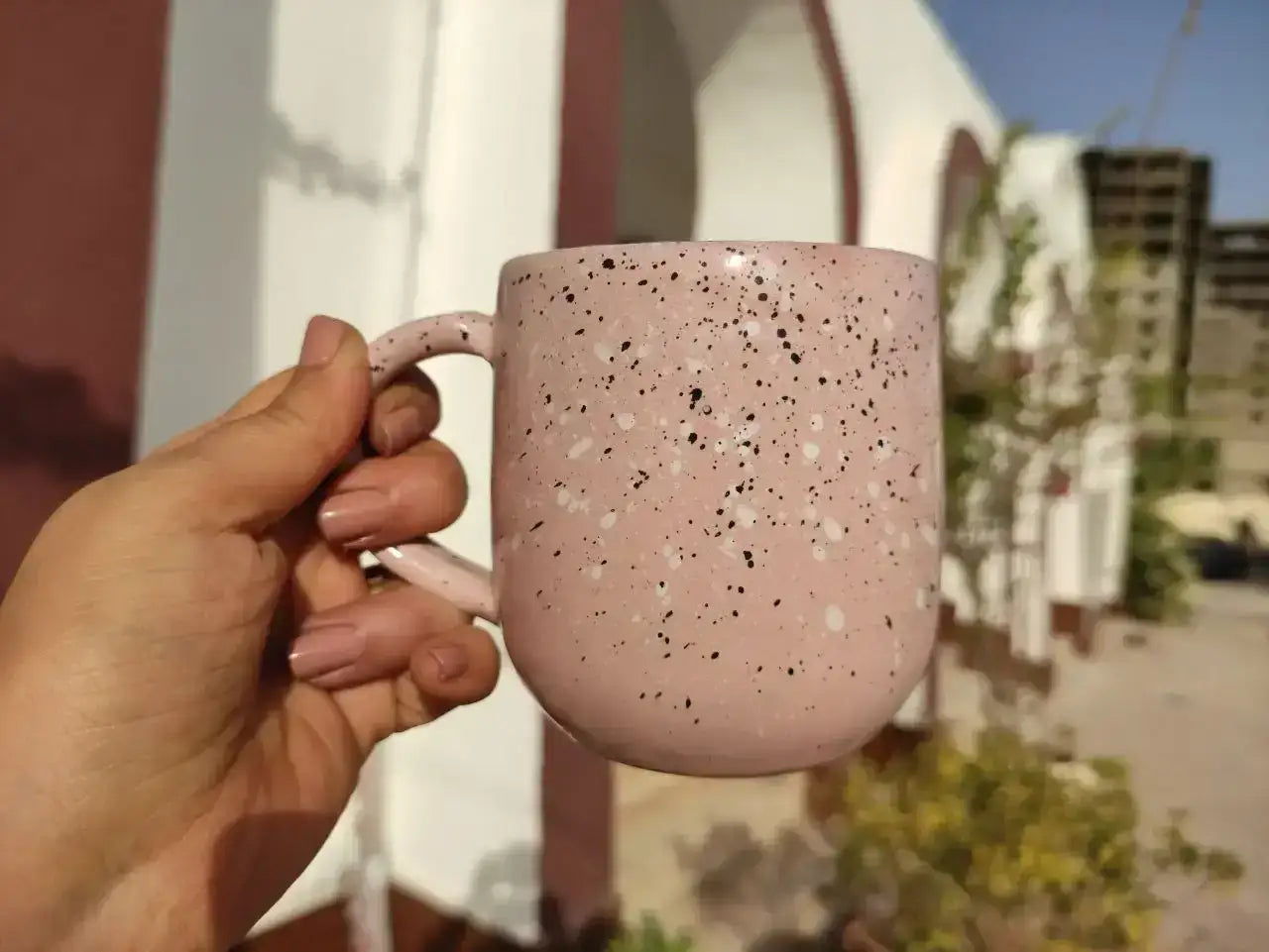 Pink Marble Pottery Mug - 300 ml - Customization Options - WE PRINT