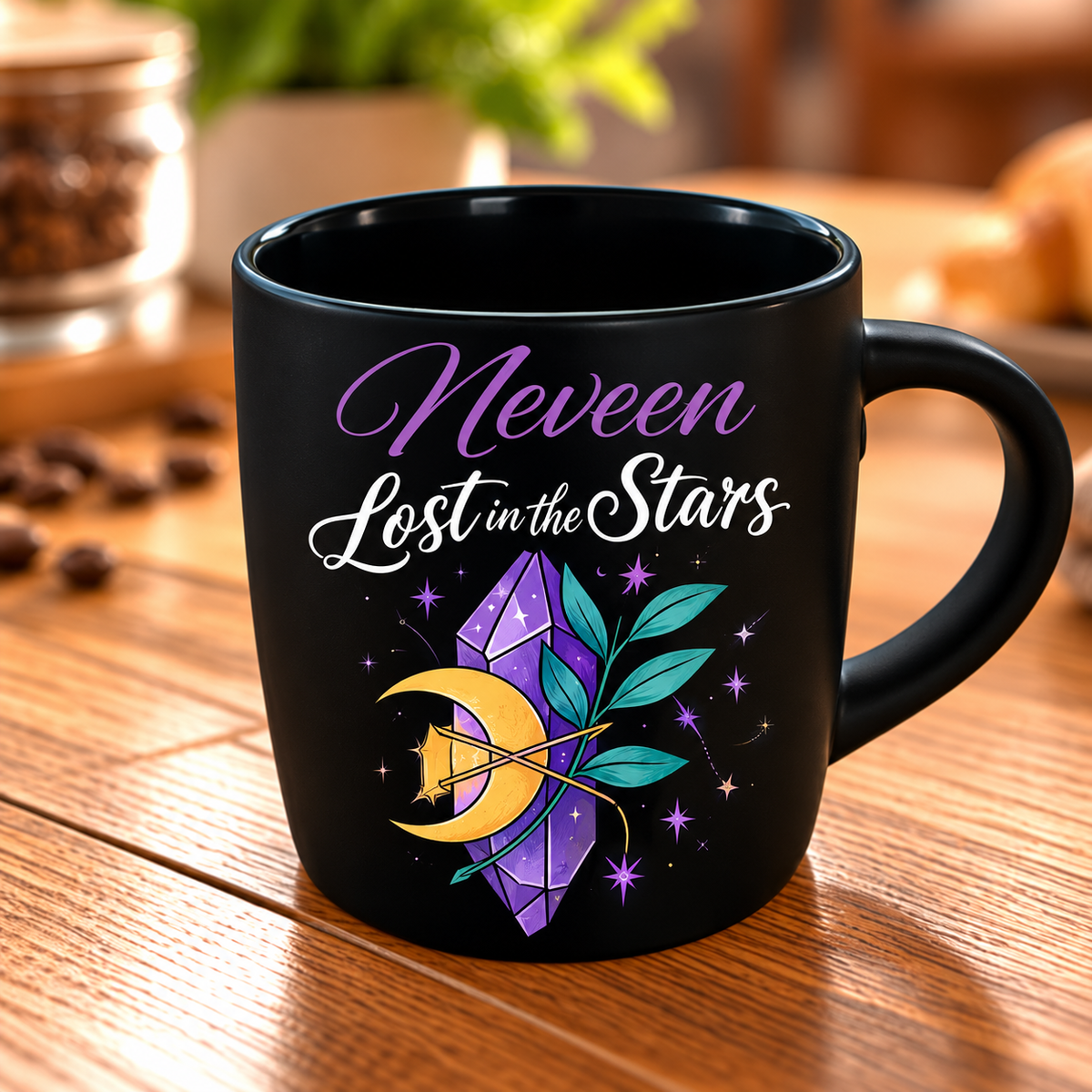 Motivational Purple-Themed Matte Black Espresso Cup – Raised UV Print