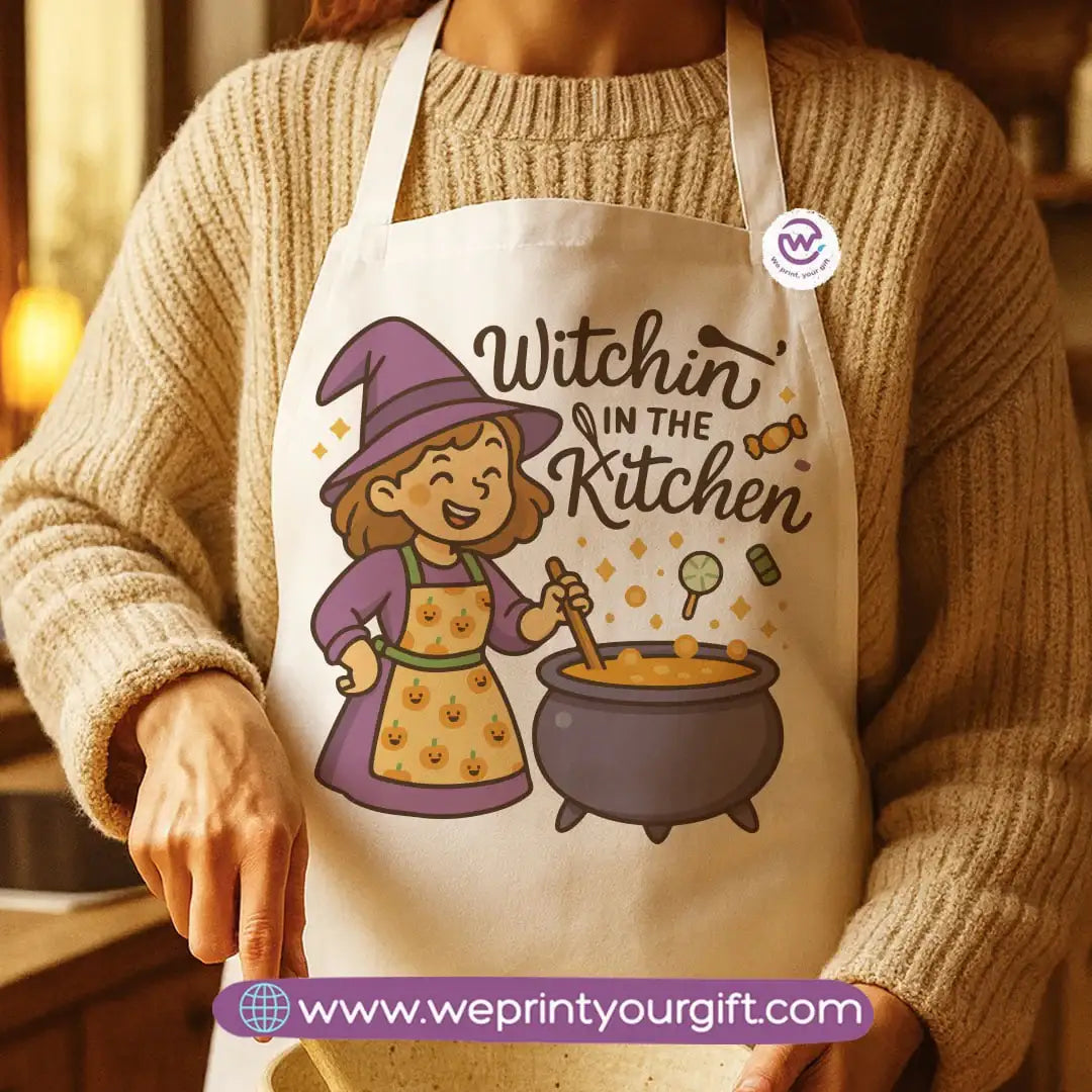 Spooky Halloween Apron – Custom Heavy Cotton Kitchen Apron with Front Pocket - WE PRINT