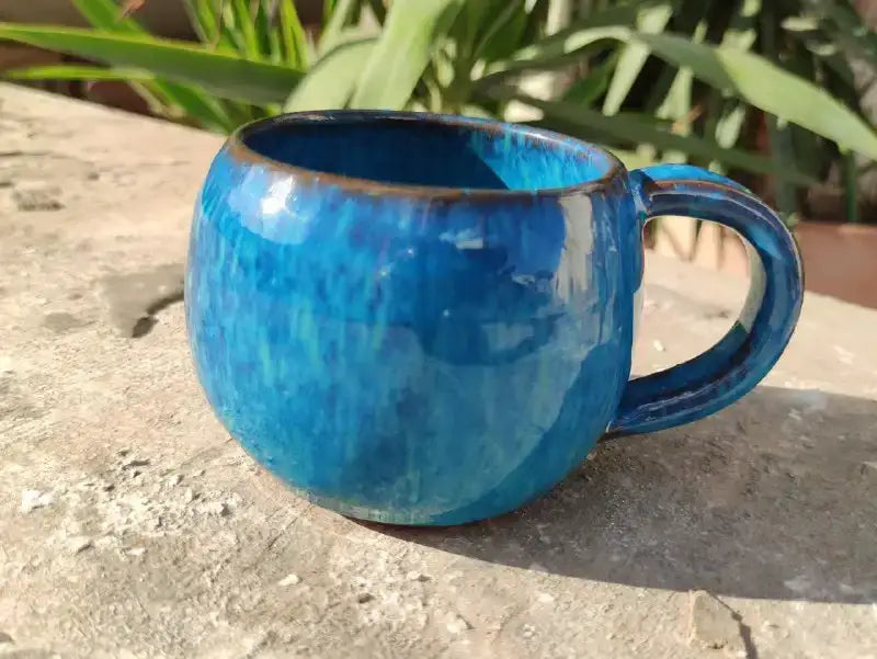 Vintage Blue Pottery Mug-350 ml - Customization Options - WE PRINT