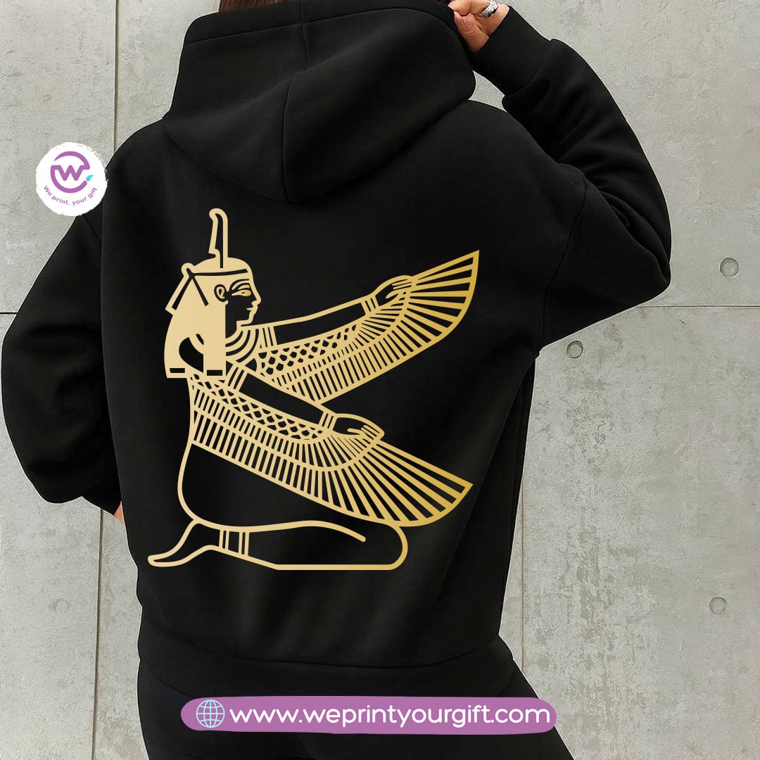 Pharaonic Gold Print Hoodie – Cotton Melton Unisex