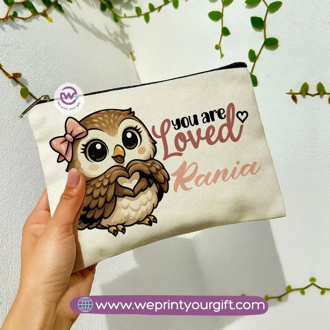 Cute Owl Makeup Bag & Pencil Case โ Premium Cotton Pouch with Adorable Designs - WE PRINT