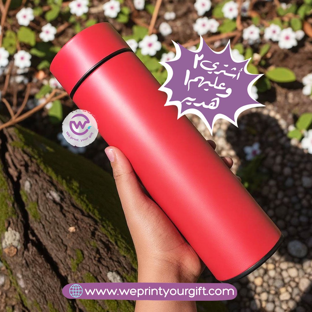 Digital Stainless Steel Thermos with Touch Screen –Sticker Print-Buy 2 Get 1 free