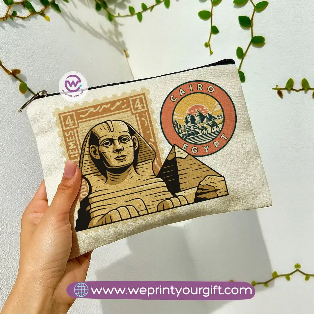Pharaonic Egyptian Makeup Bag & Pencil Case – Artistic Cotton Pouch Inspired by Ancient Egypt - WE PRINT