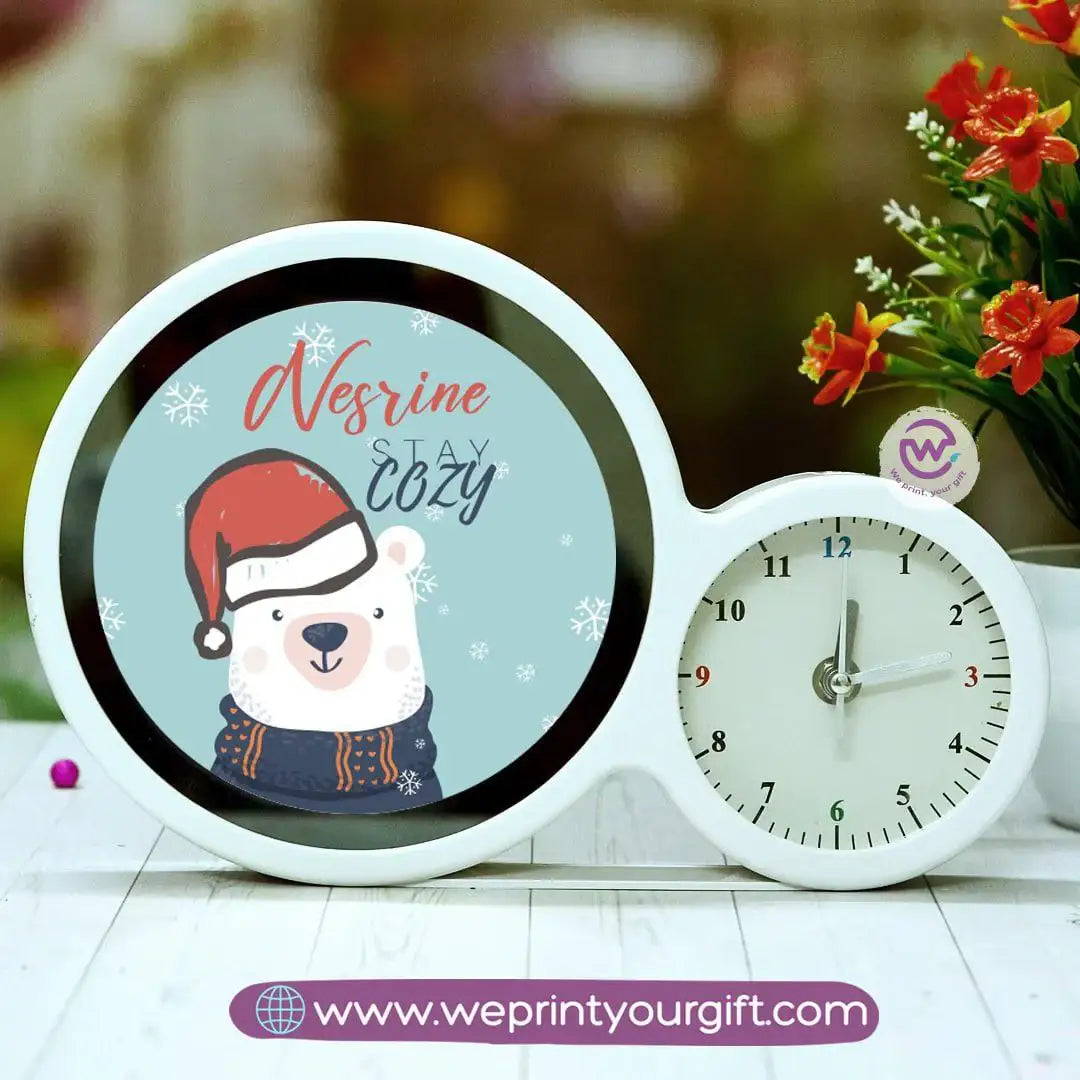 Round Magic Mirror with Clock – Christmas Edition - WE PRINT
