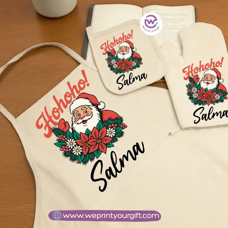 Christmas Kitchen Set โ Apron, Oven Glove & Handle Holder-3 Pieces - WE PRINT