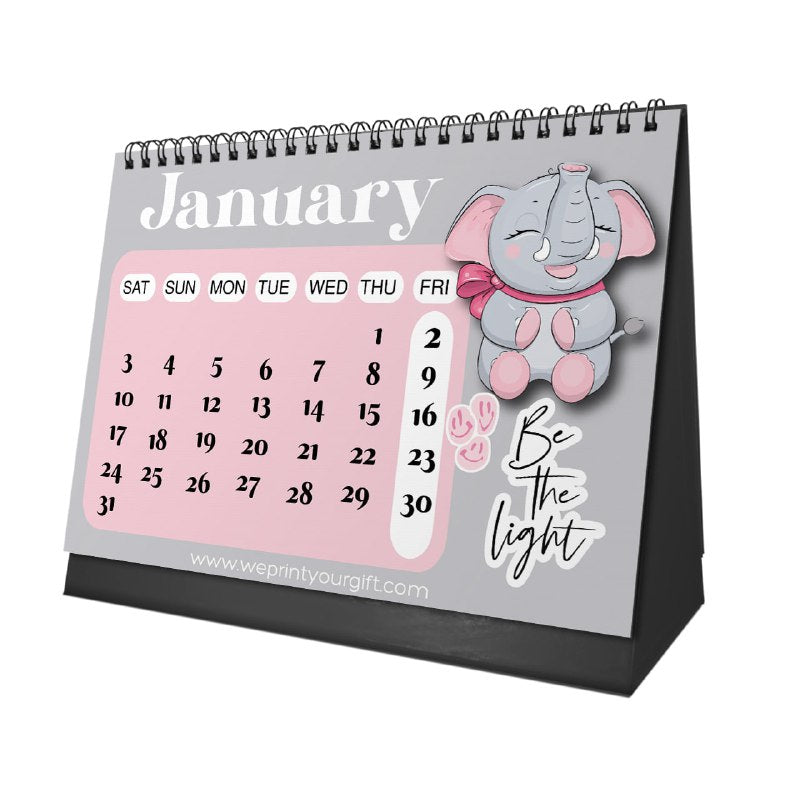 Cute Elephant Desk Calendar 2026