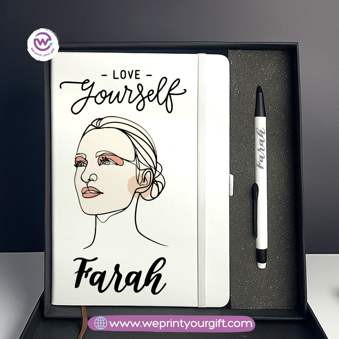 One Line Art Personalized Gift Box – Custom Notebook & Engraved Pen Set