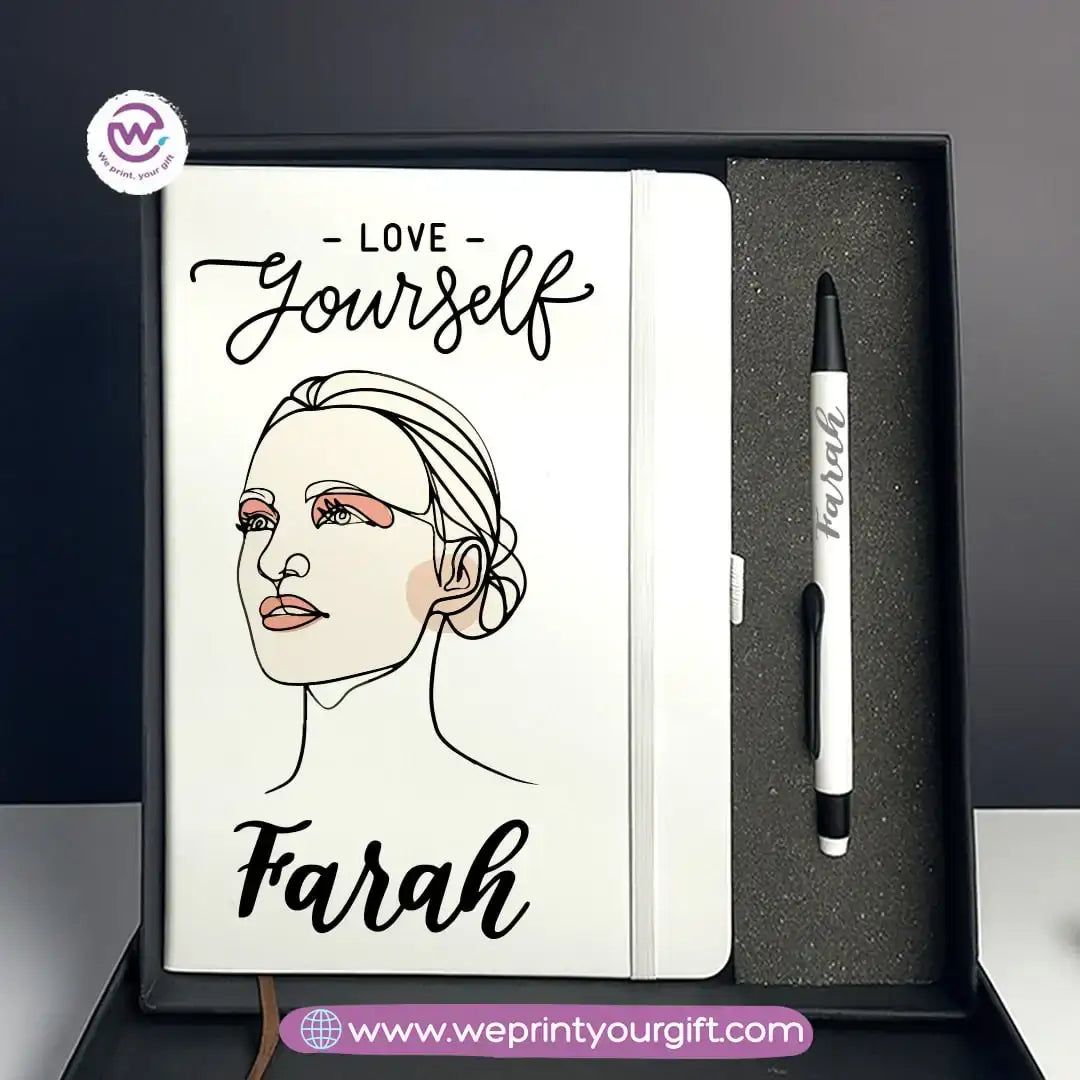 One Line Art Personalized Gift Box – Custom Notebook & Engraved Pen Set - WE PRINT