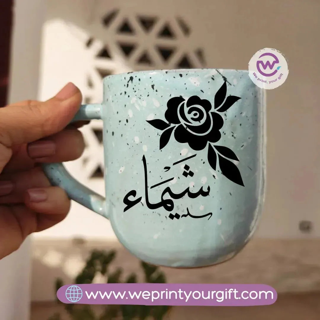 Baby Blue Pottery Mug-Arabic Names - WE PRINT