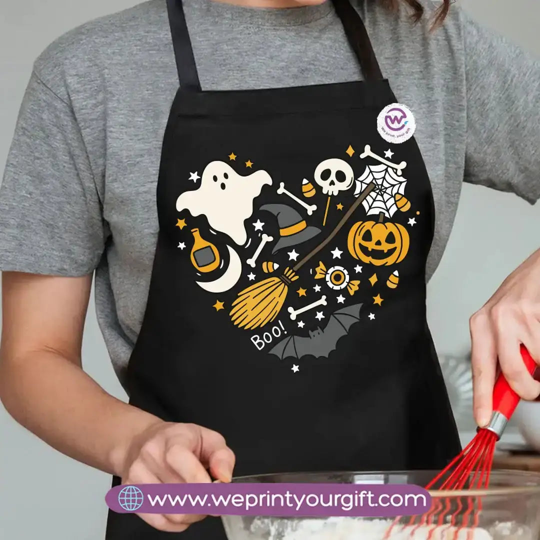 Halloween Cooking Apron – Spooky Heavy Cotton Apron with Pocket & Adjustable Tie - WE PRINT
