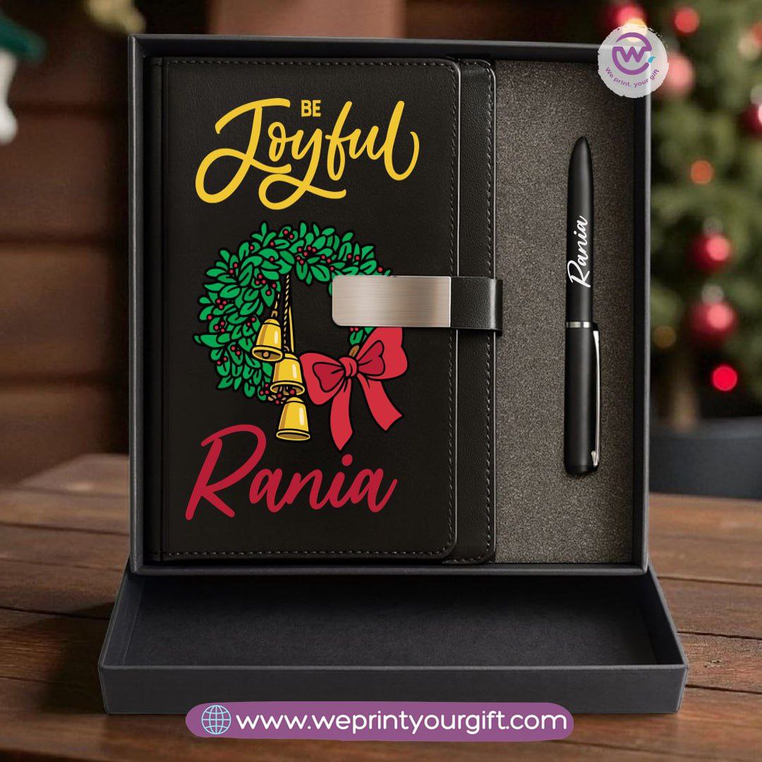 Christmas Leather Gift Box – Personalized Notebook & Engraved Pen