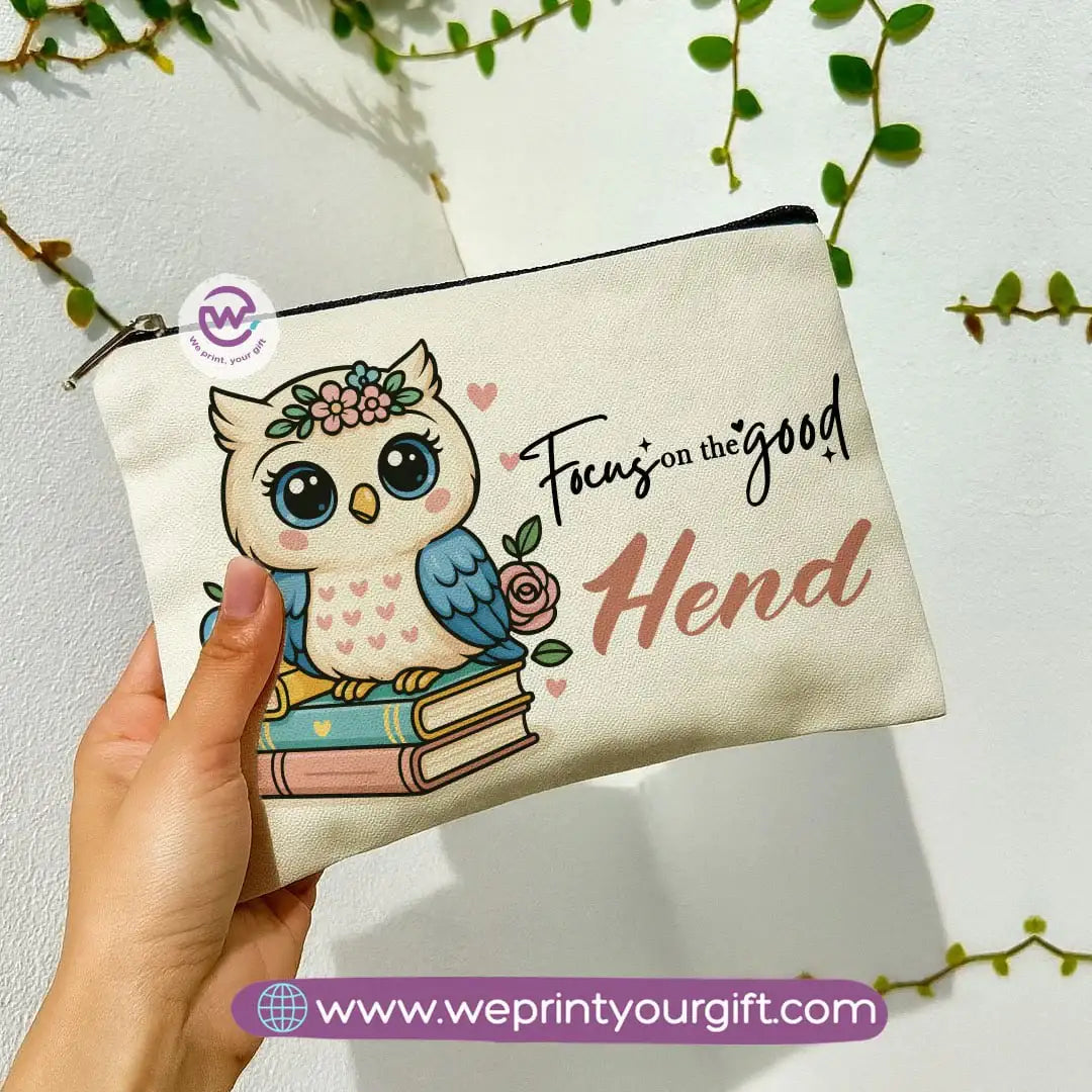 Cute Owl Makeup Bag & Pencil Case โ Premium Cotton Pouch with Adorable Designs - WE PRINT