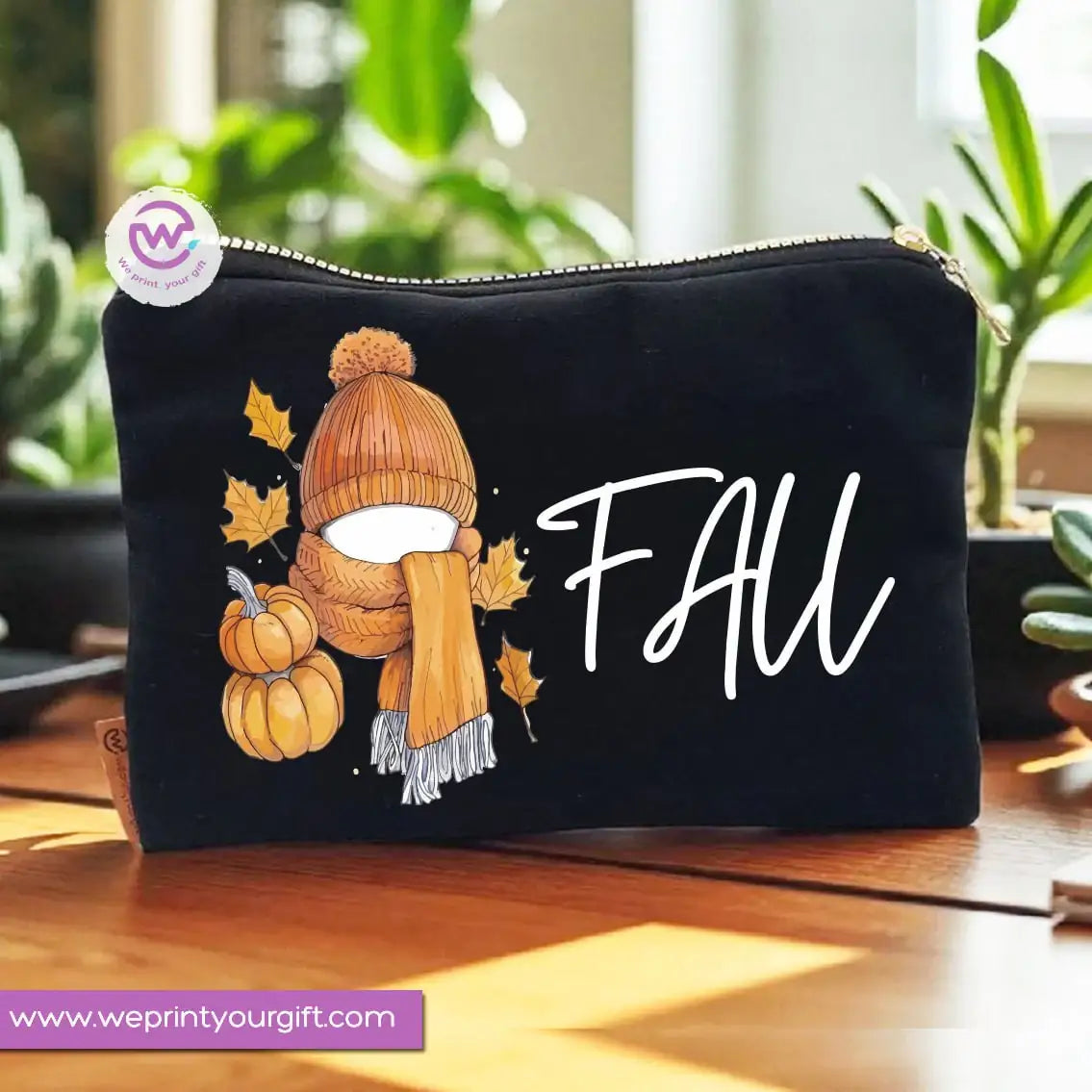 Autumn Theme Makeup Bag & Pencil Case – Cozy Cotton Pouch with Fall Designs - WE PRINT