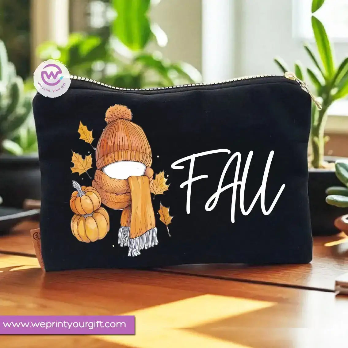Autumn Theme Makeup Bag & Pencil Case – Cozy Cotton Pouch with Fall Designs - WE PRINT