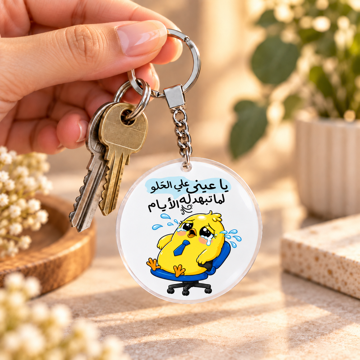 "Smartest Chick at Work" Clear Acrylic Keychain | Single-Sided Print (Round / Rectangle)