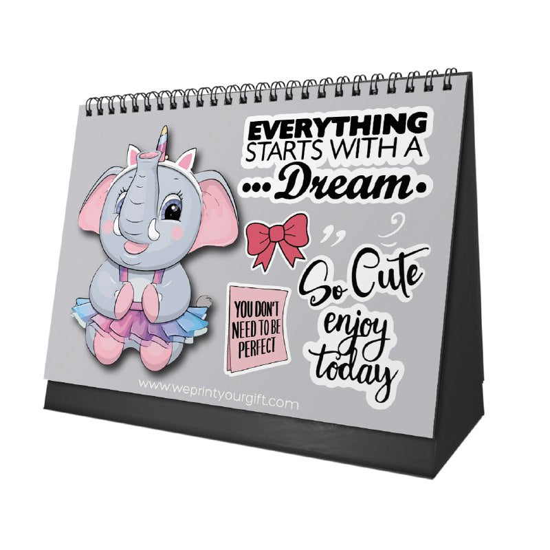 Cute Elephant Desk Calendar 2026