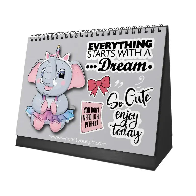 Cute Elephant Desk Calendar 2026 - WE PRINT