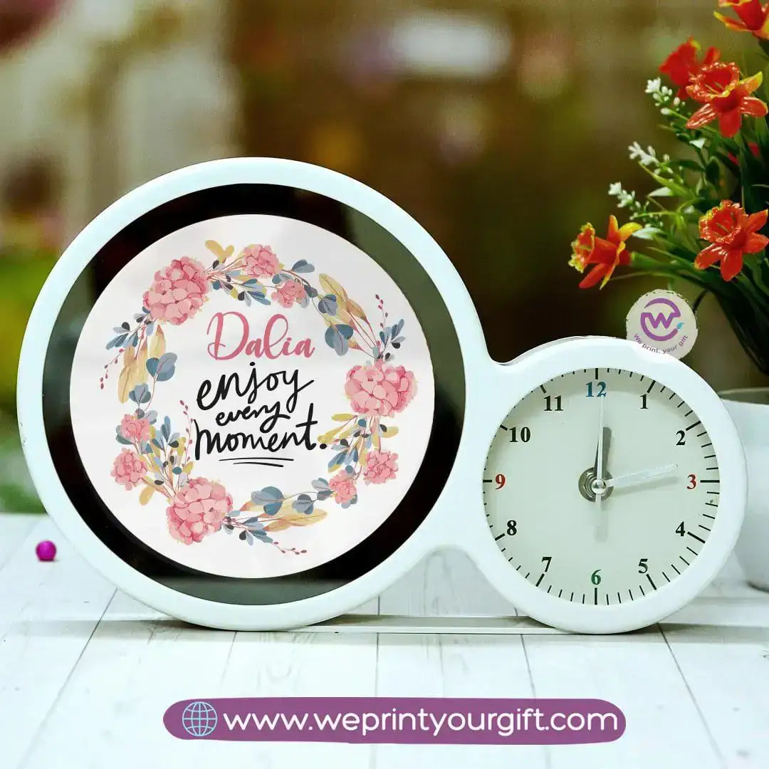 Round Magic Mirror with Clock – Personalized Motivational Design - WE PRINT