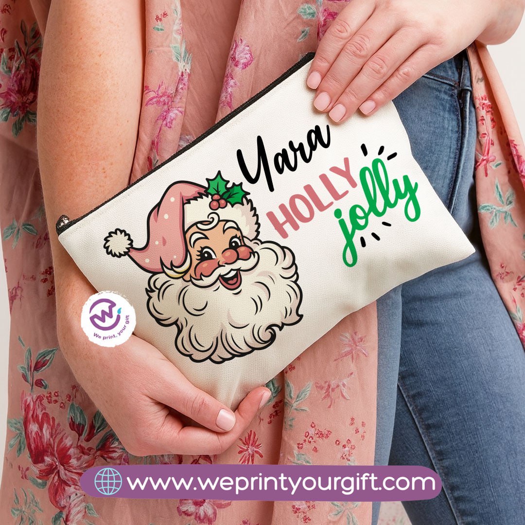Christmas Makeup Bag & Pencil Case – Premium Cotton Pouch (23×17 cm)