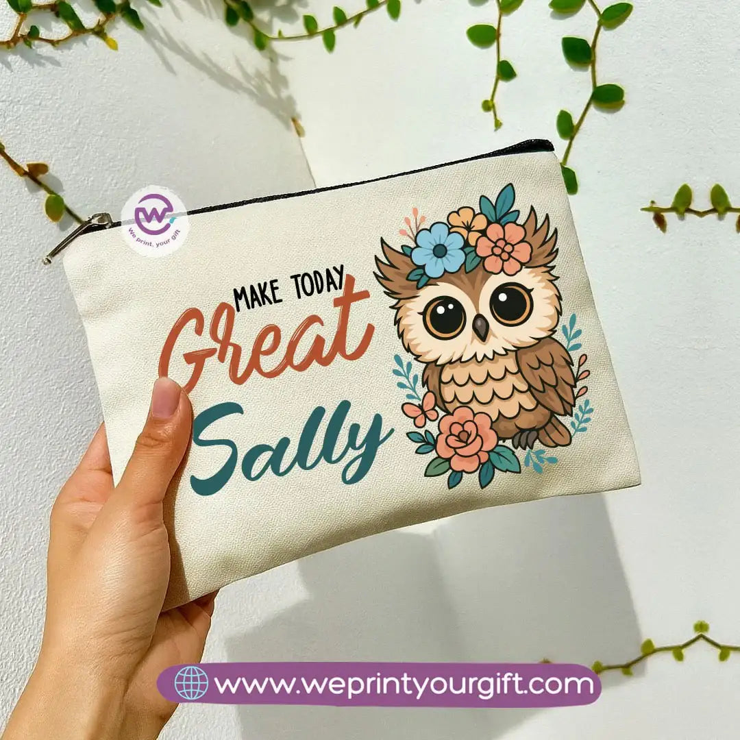 Cute Owl Makeup Bag & Pencil Case โ Premium Cotton Pouch with Adorable Designs - WE PRINT