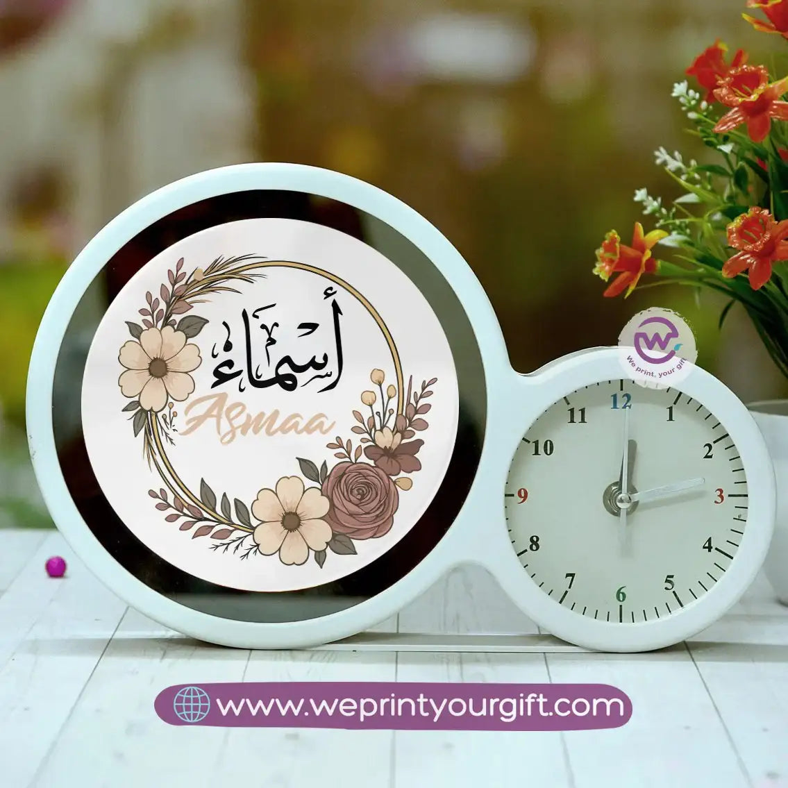 Round Magic Mirror with Clock – Custom Name Collection - WE PRINT