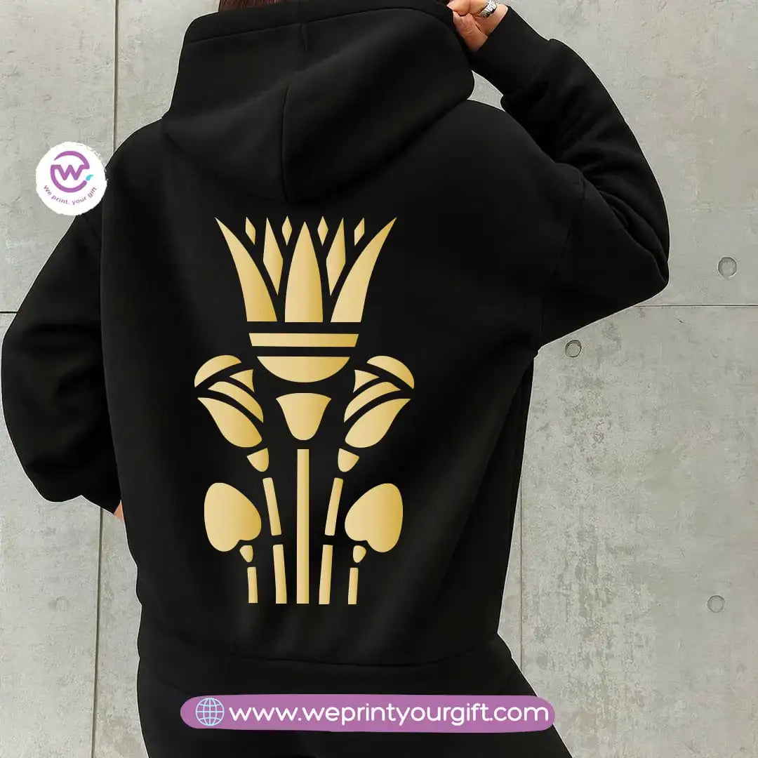 Pharaonic Gold Print Hoodie – Cotton Melton Unisex - WE PRINT