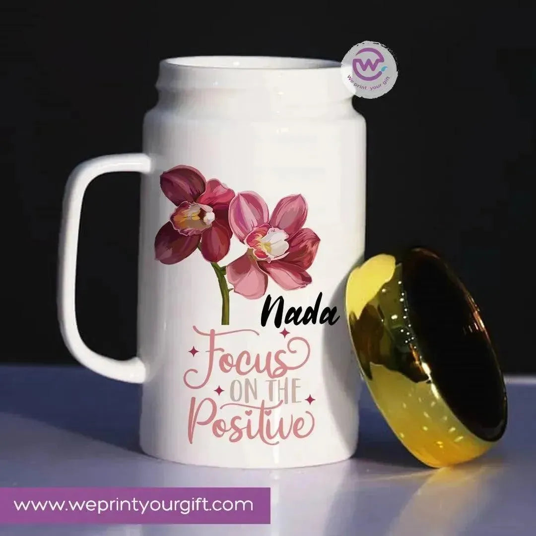 Ceramic Mug With Mirror Lid - Names - WE PRINT