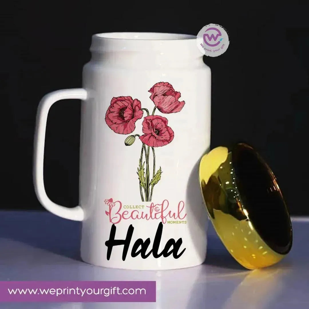 Ceramic Mug With Mirror Lid - Names - WE PRINT
