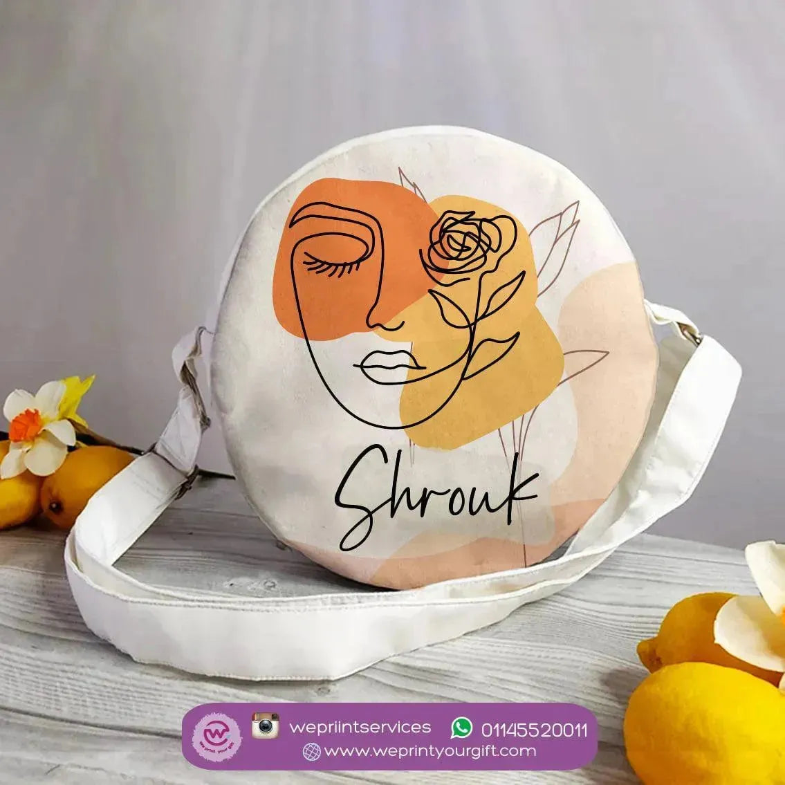 Custom Bag- Round Bag - One Line Art - WE PRINT