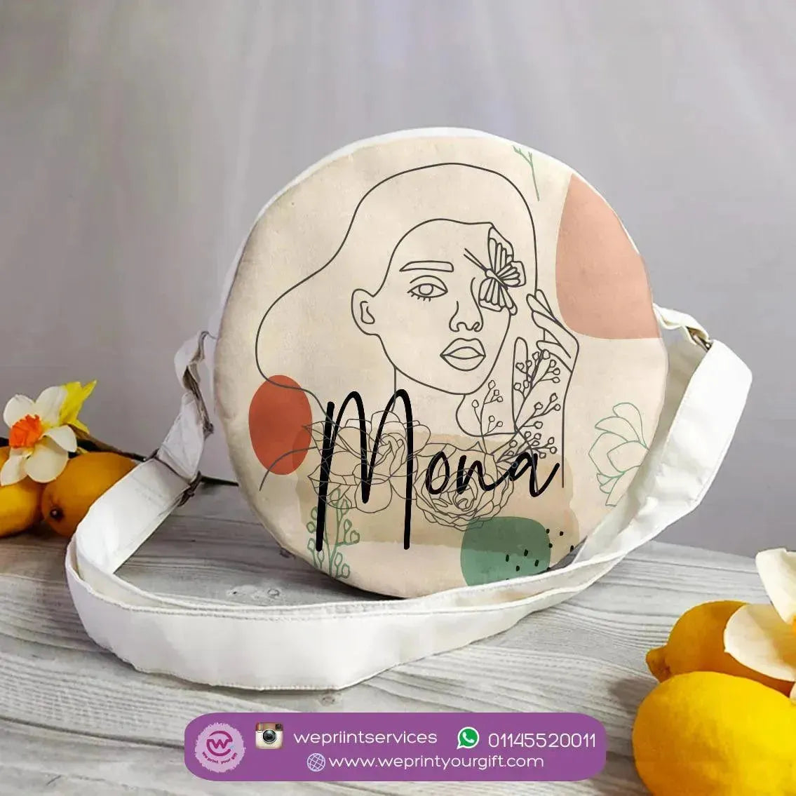 Custom Bag- Round Bag - One Line Art - WE PRINT