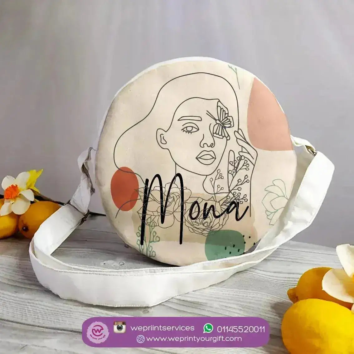 Custom Bag- Round Bag - One Line Art - WE PRINT