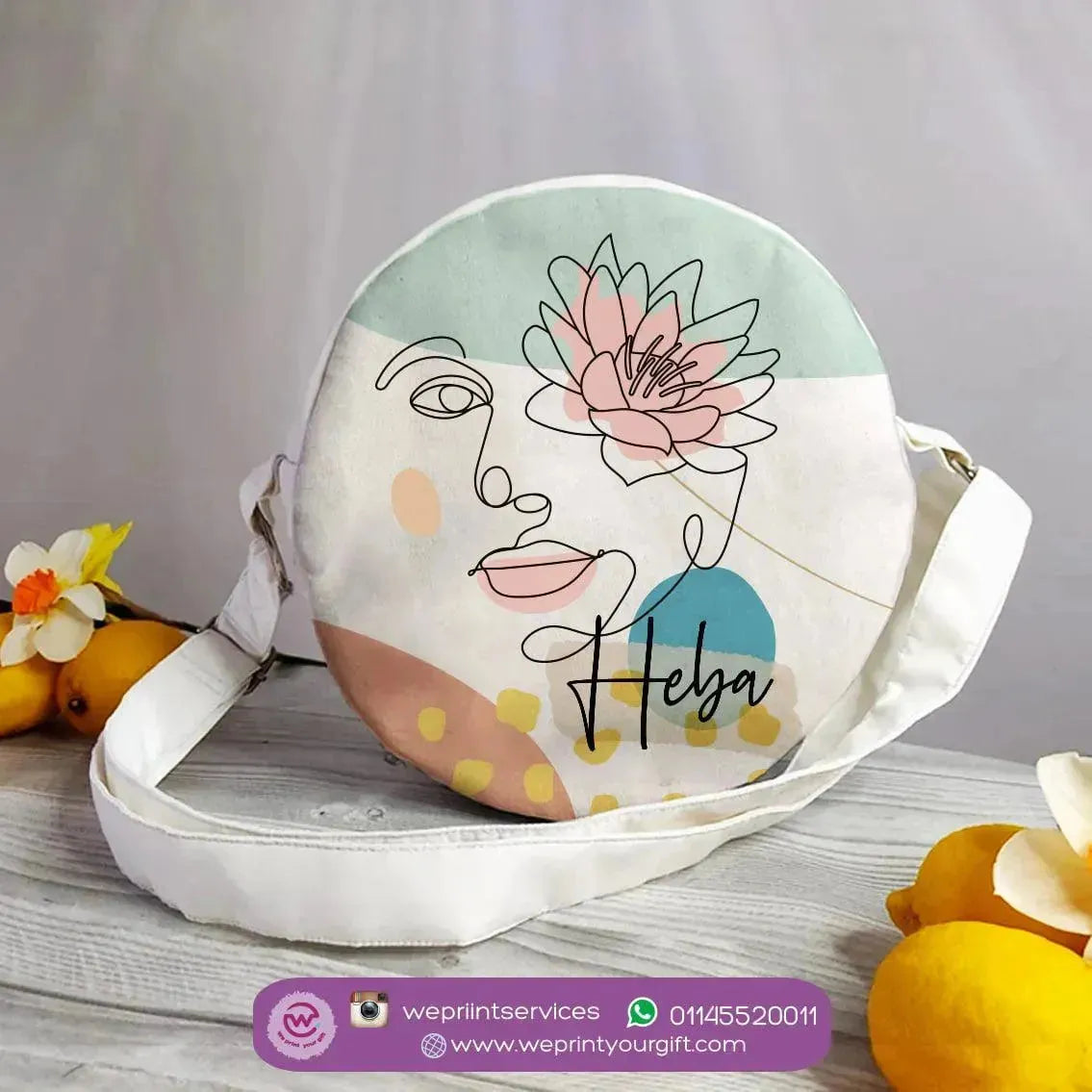 Custom Bag- Round Bag - One Line Art - WE PRINT