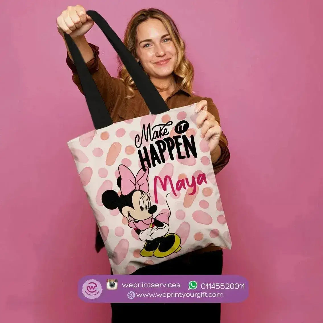 custom tote bag- Canvas - Minnie Mouse - WE PRINT