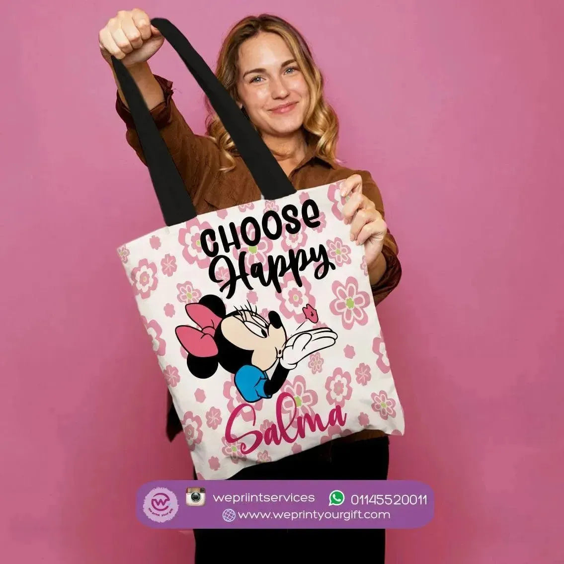 custom tote bag- Canvas - Minnie Mouse - WE PRINT