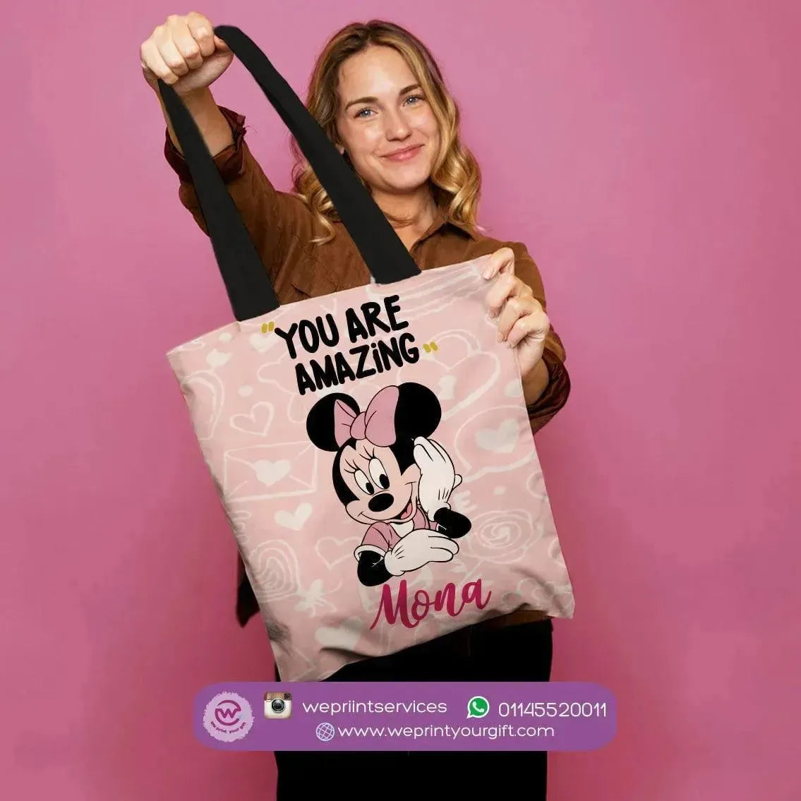 custom tote bag- Canvas - Minnie Mouse - WE PRINT