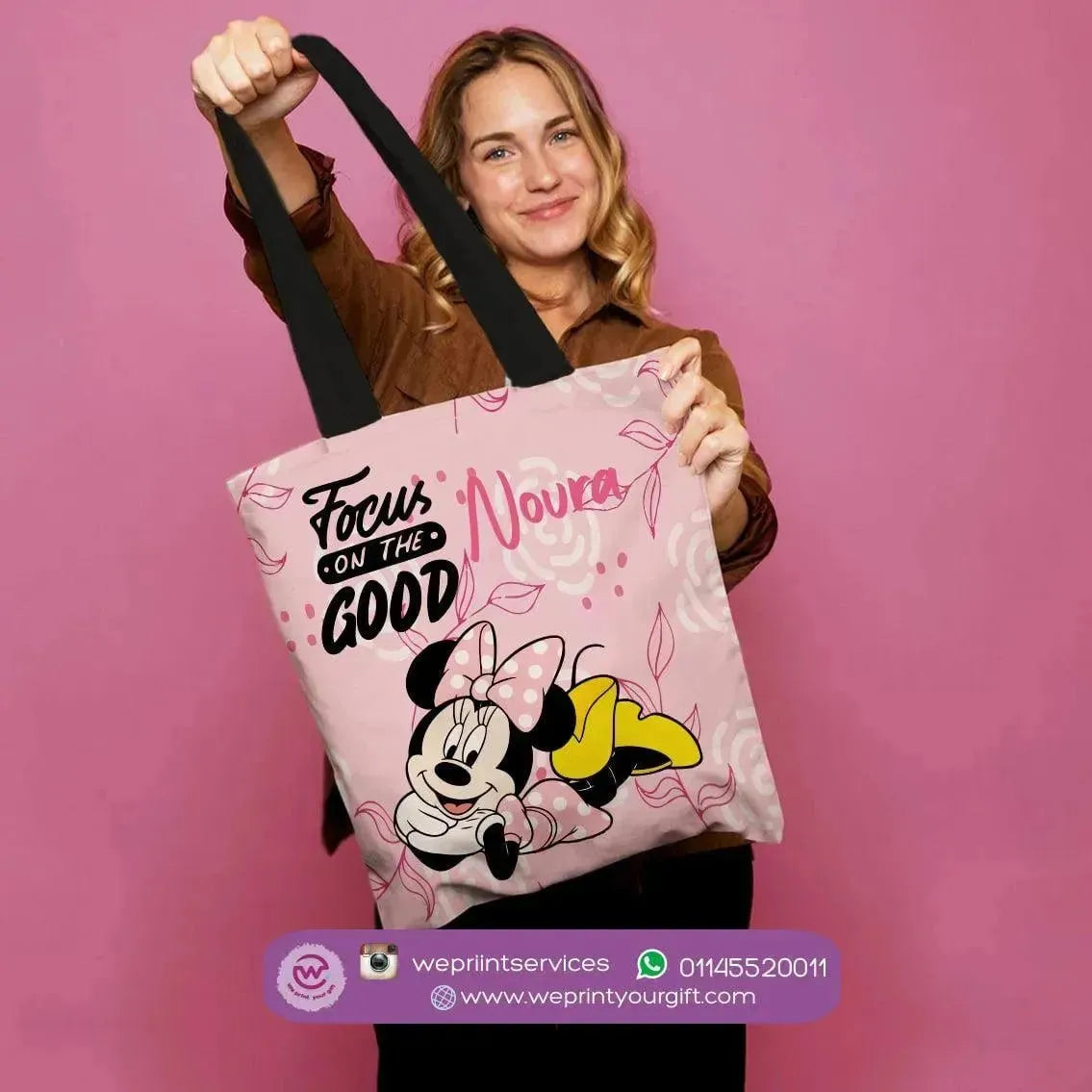 custom tote bag- Canvas - Minnie Mouse - WE PRINT
