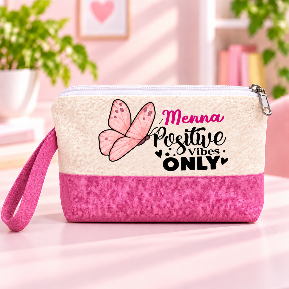 Digital Art Two-Tone Canvas Pencil Case & Makeup Pouch | With Side Handle