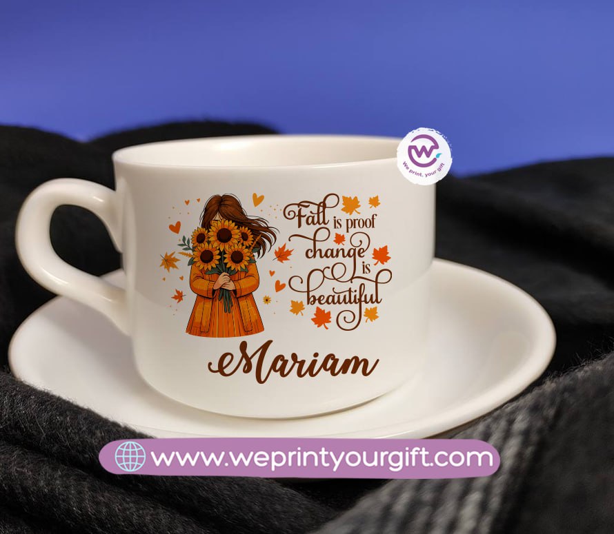 Personalized Coffee Cup with Saucer – One Art Design Collection