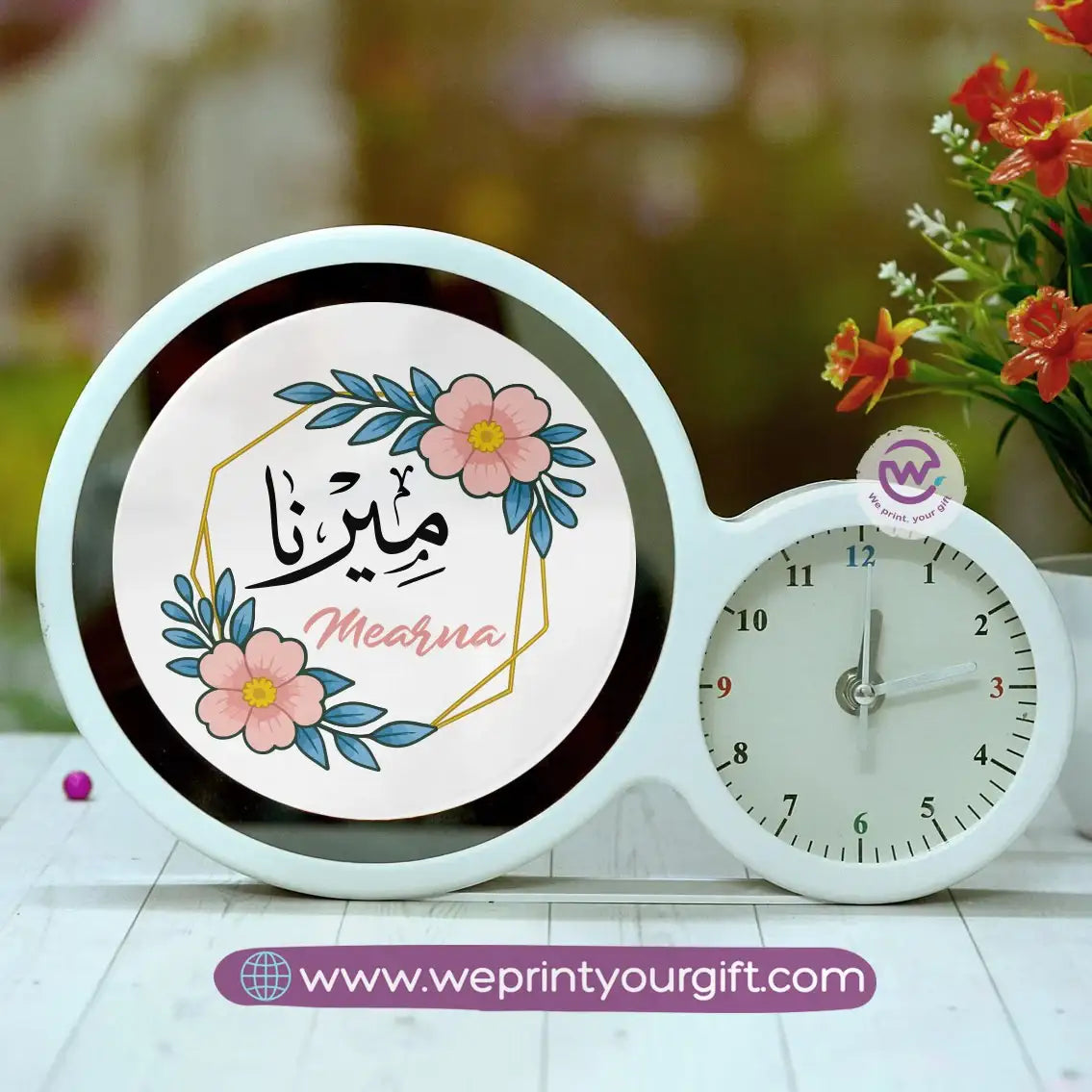 Round Magic Mirror with Clock – Custom Name Collection - WE PRINT