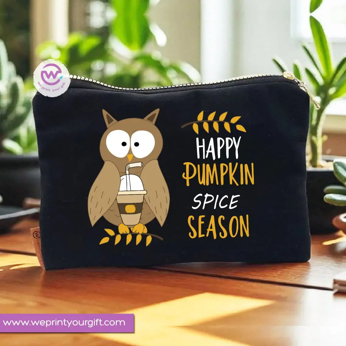 Autumn Theme Makeup Bag & Pencil Case – Cozy Cotton Pouch with Fall Designs - WE PRINT