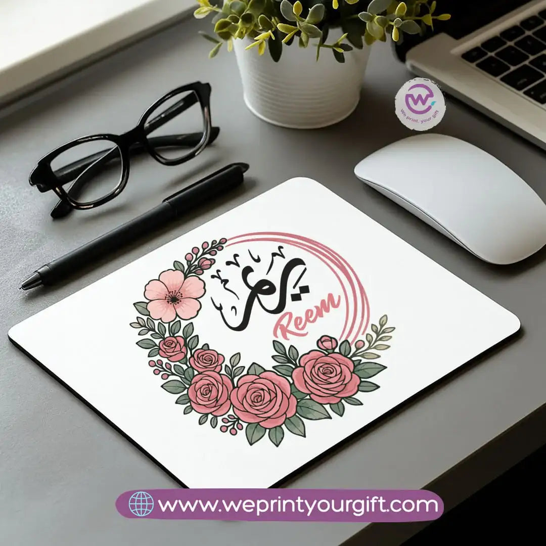 Personalized Mouse Pad with Name – Floral Design - WE PRINT