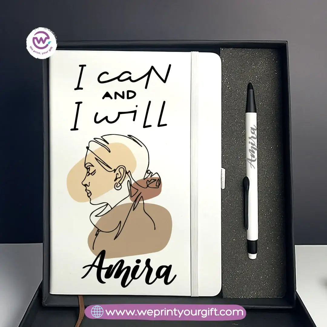 One Line Art Personalized Gift Box – Custom Notebook & Engraved Pen Set - WE PRINT