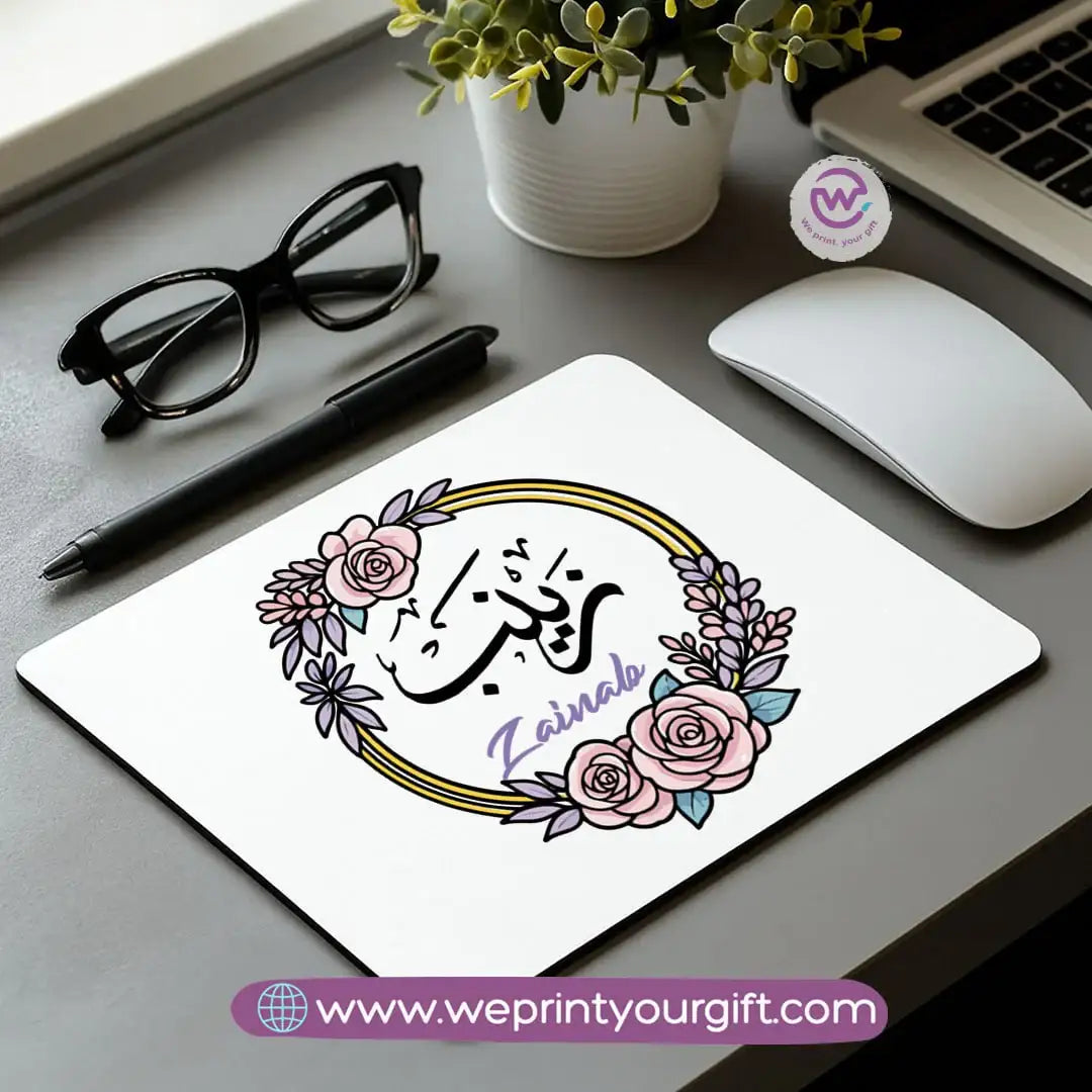 Personalized Mouse Pad with Name – Floral Design - WE PRINT
