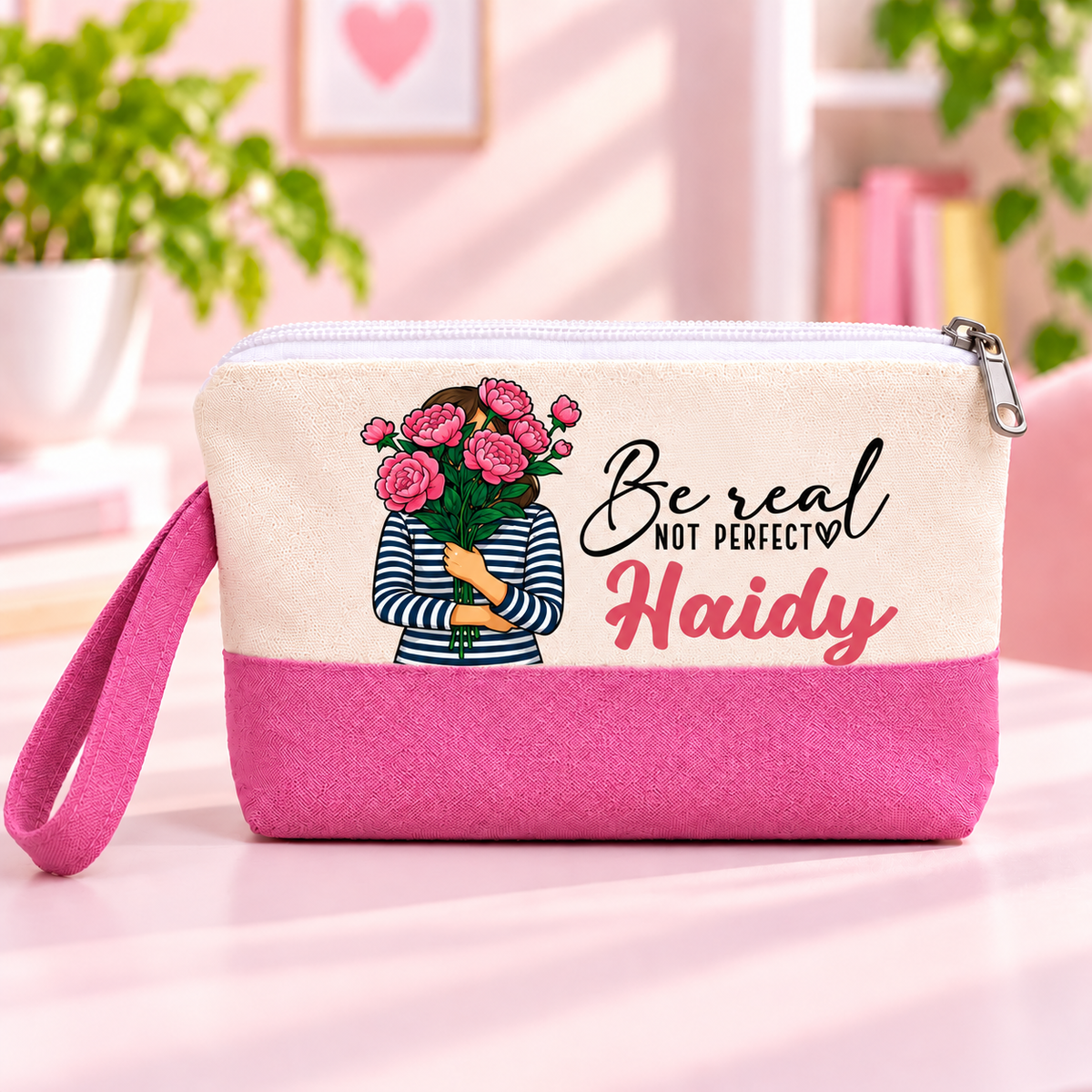 Digital Art Two-Tone Canvas Pencil Case & Makeup Pouch | With Side Handle