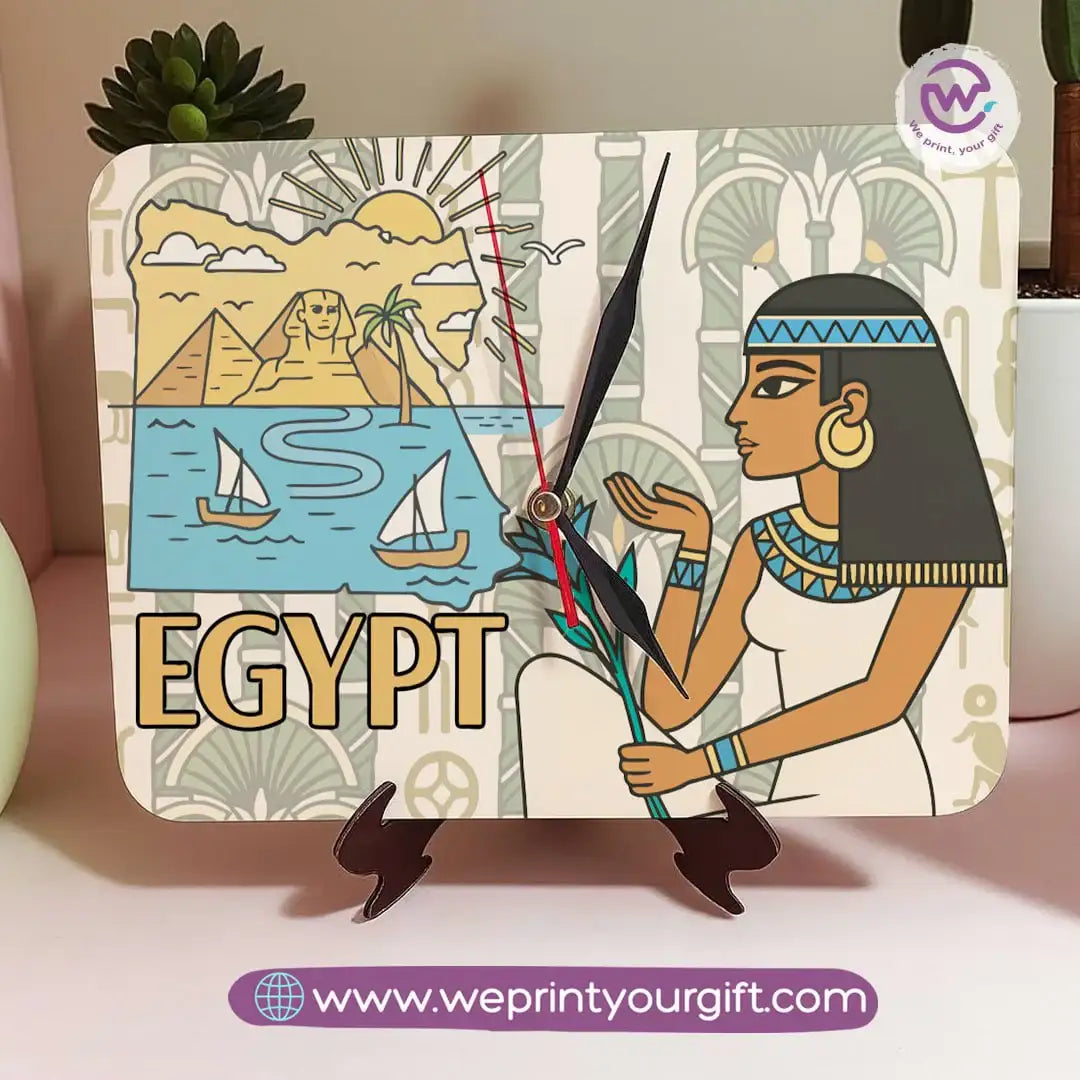 Pharaonic Wooden Table Clock – Egyptian Heritage Edition - WE PRINT