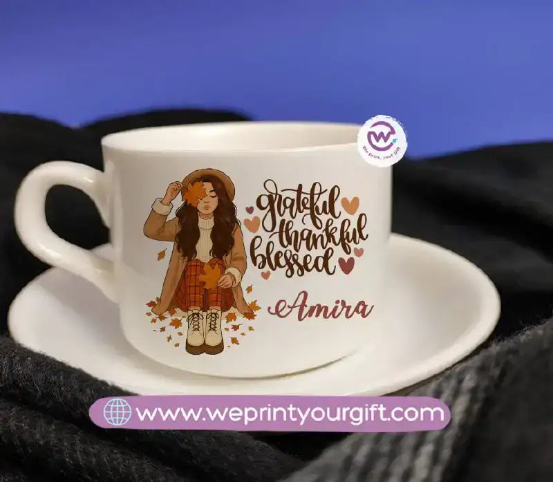 Personalized Coffee Cup with Saucer – One Art Design Collection - WE PRINT