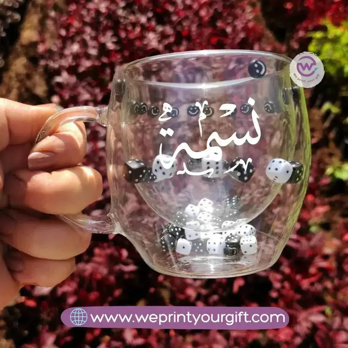Double wall coffee cups- Dice- Arabic Names - WE PRINT