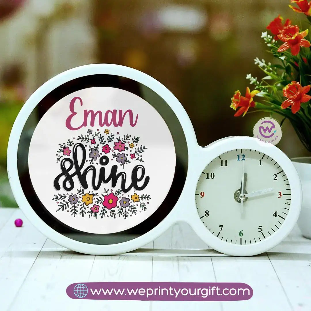 Round Magic Mirror with Clock – Personalized Motivational Design - WE PRINT