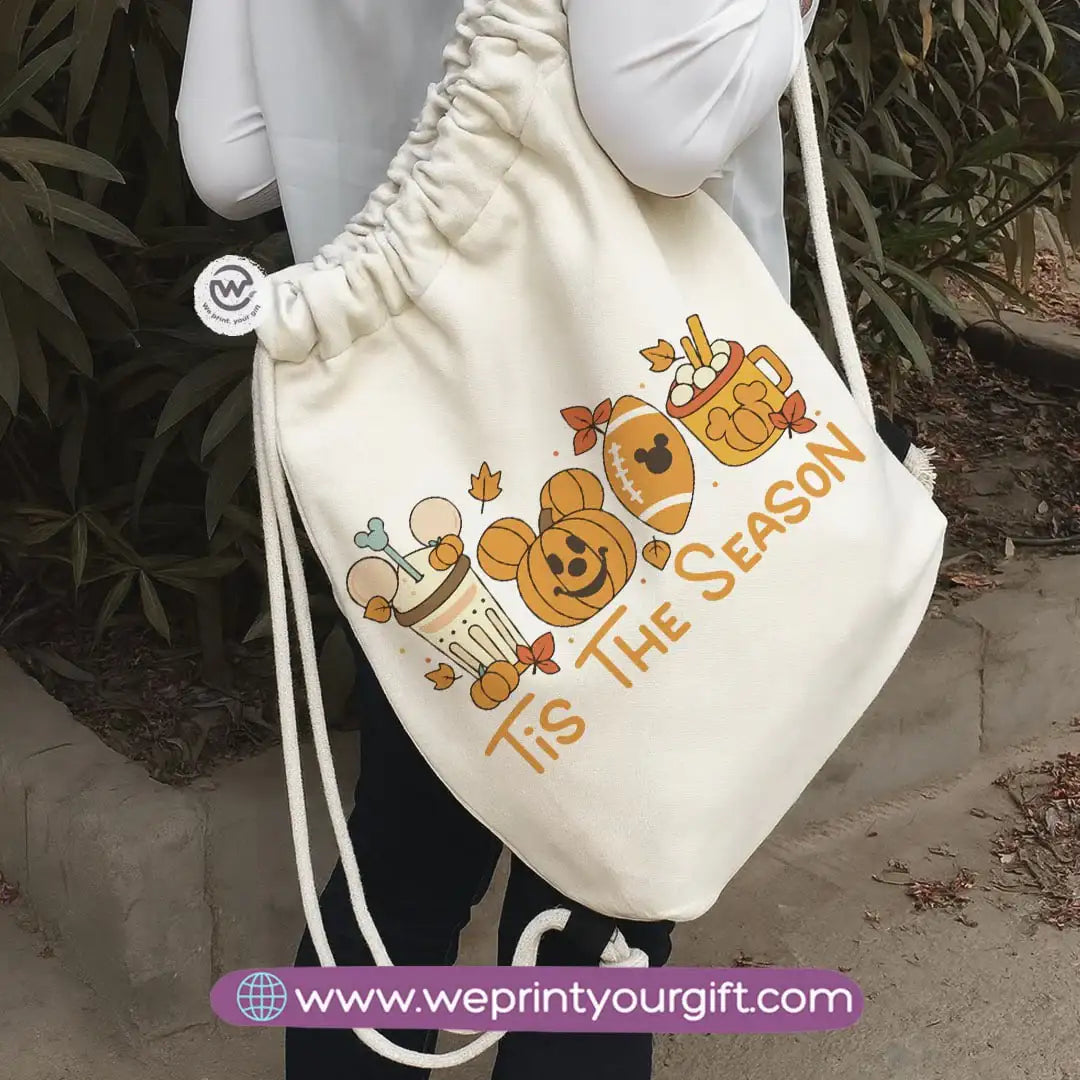 Winter & Retro Drawstring Backpack – Vintage-Inspired Cozy Designs - WE PRINT